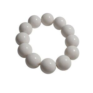 White Round Beaded Elastic Bracelet Simple Design Wilma Costume Stretch Jewelry